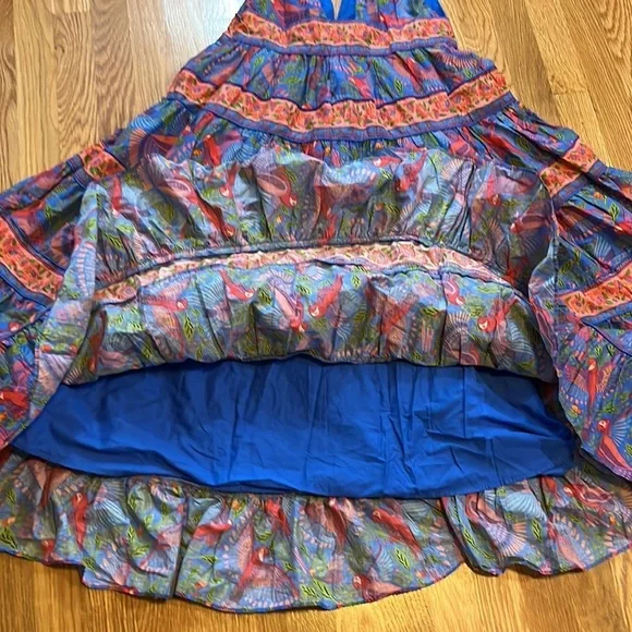 Farm Rio Size Small Blue Macaw Flight Midi Dress Tiered Size Medium NWT - Picture 15 of 16